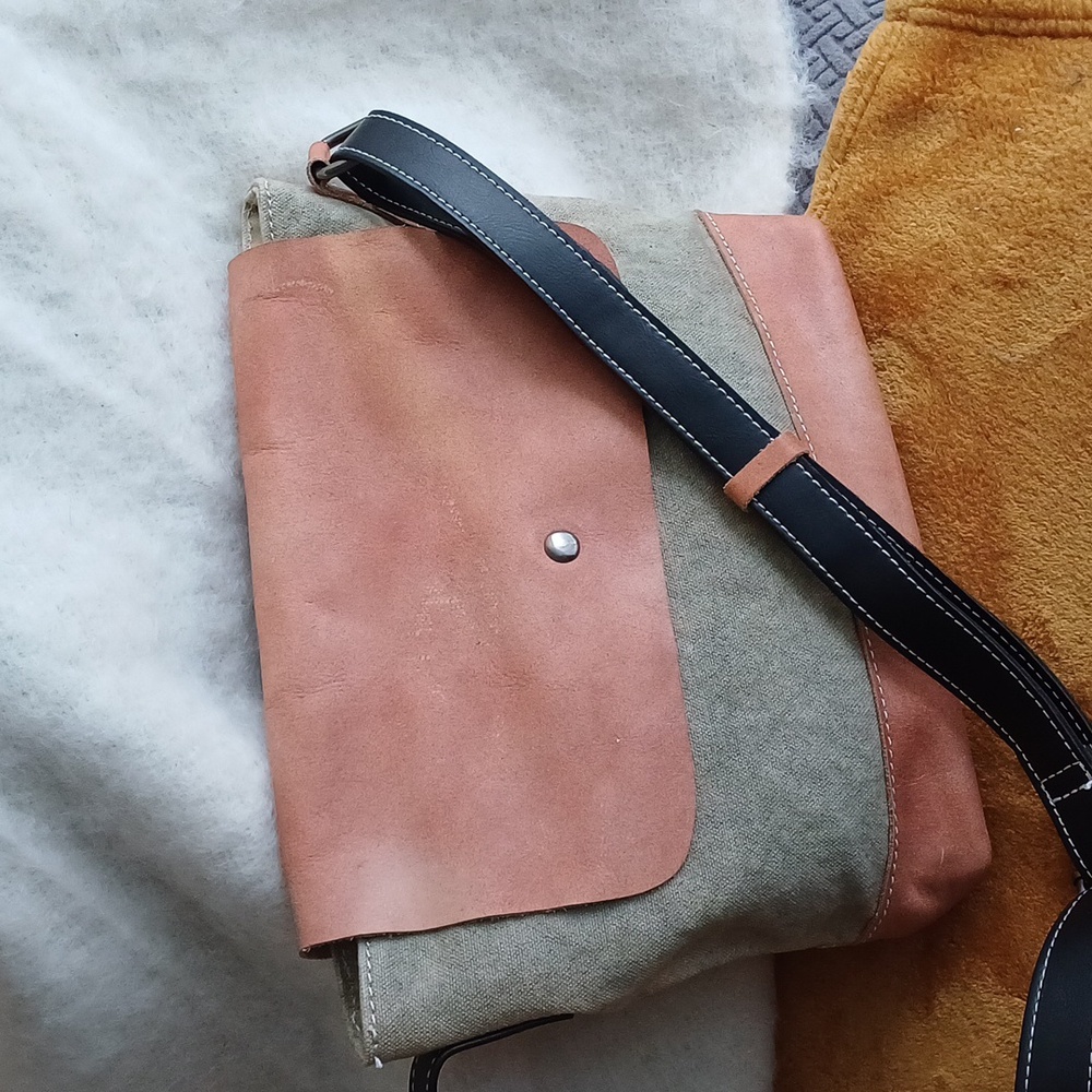 🔥🔥🔥TSD Brand California Canvas & leather flap front crossbody purse